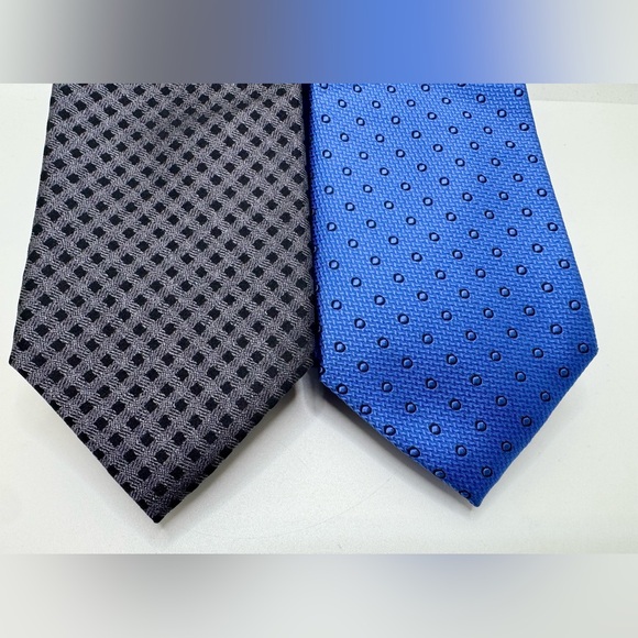 NWT - Michael Kors  Men’s Silk Patterned Bundle Blue Black Necktie - Picture 7 of 10